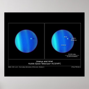 Póster Planeta Urano e é Moon Ariel do Hubble