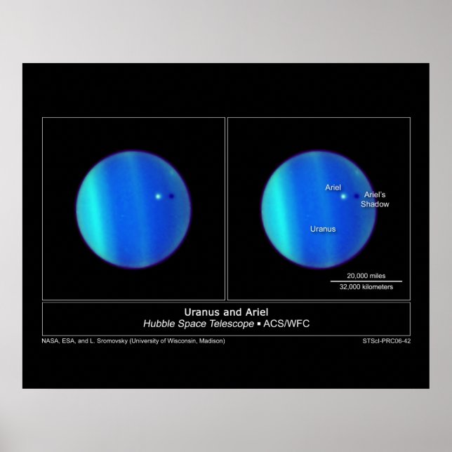 Póster Planeta Urano e é Moon Ariel do Hubble (Frente)