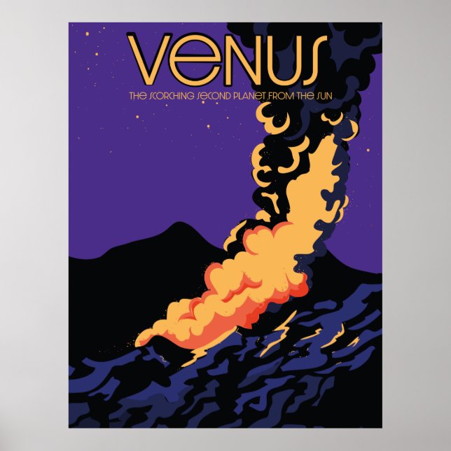 Poster Planeta Vênus Arte Espacial com Dois Tons Coffee M (Frente)