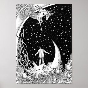 Poster Planetário brilhando no céu
