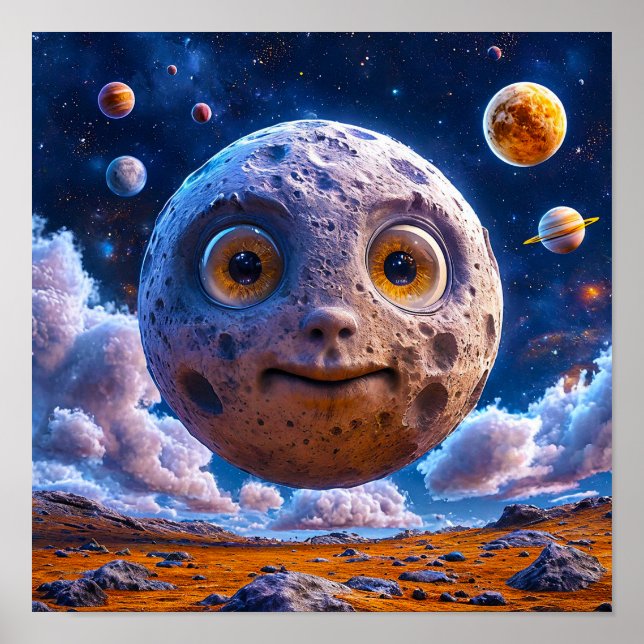 Poster Planetas da galáxia da Lua (Frente)