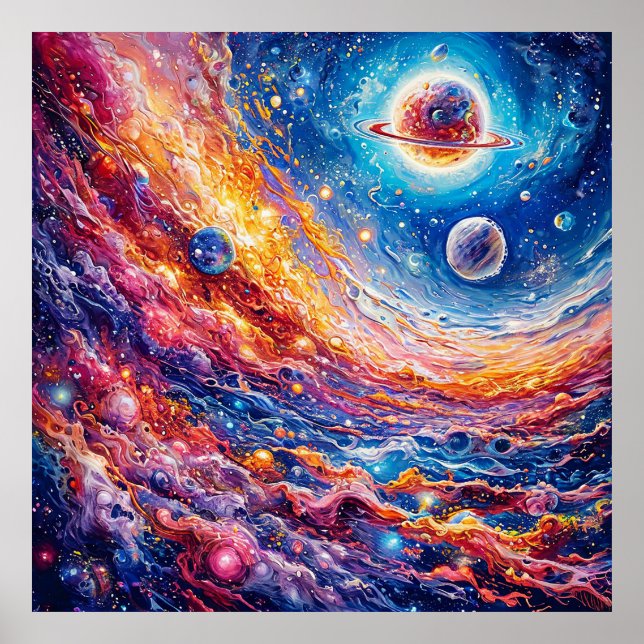 Poster Planetas da lua galáxia (Frente)