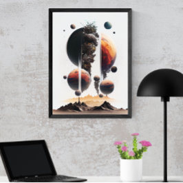 Poster Planetas Desmoronando Em Buraco Negro