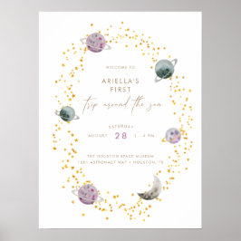 Poster Planetas do Espaço Sideral - Aniversário de 1 ano