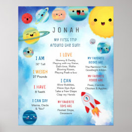 Poster Planetas Espaciais Exteriores Navio-Foguete Aniver