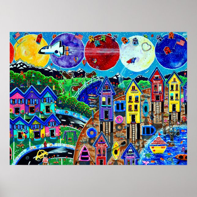 Poster Planetas Infantis - Shuttle Espacial World Ocean B (Frente)