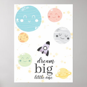 Poster Planetas Kawaii Bonitos Sonham Grande Pequeno