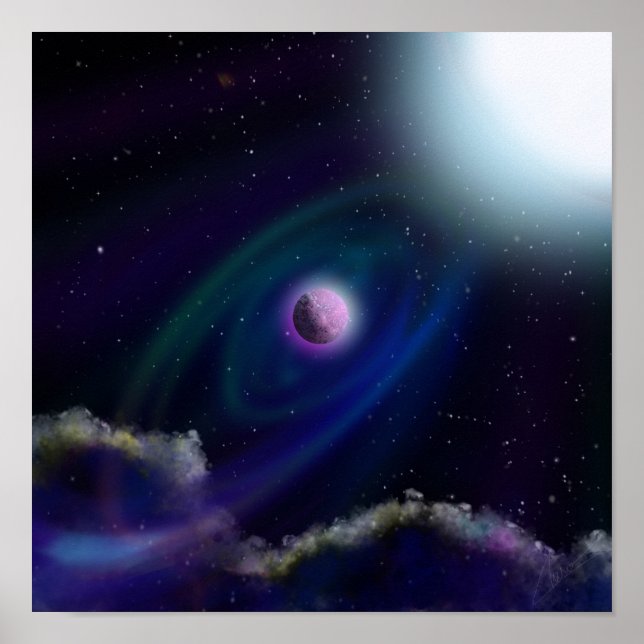 Poster Planetas na Pintura Digital Espacial (Frente)