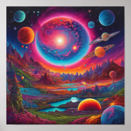 Poster planetas selvagens arte psicodélica