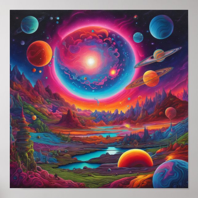 Poster planetas selvagens arte psicodélica (Frente)