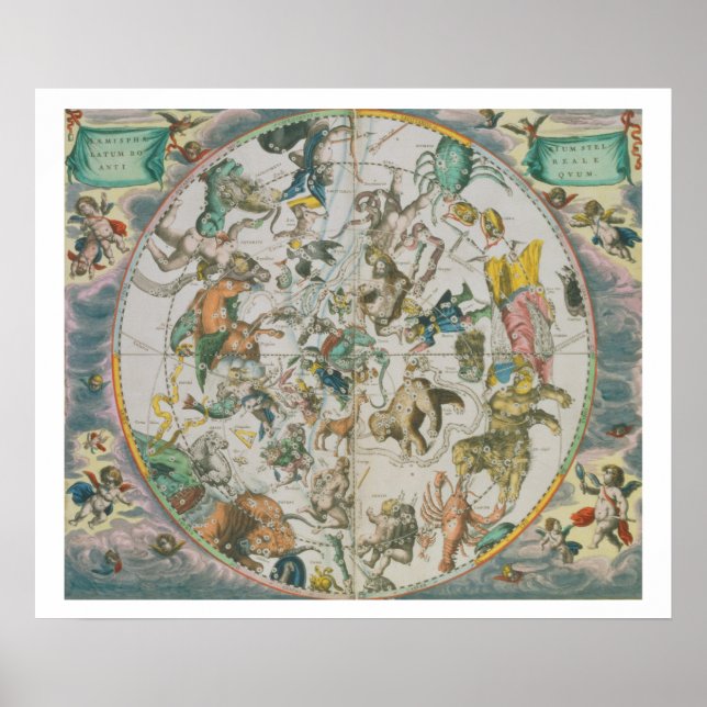 Póster Planisfera Celestial Mostrando os Sinais do Zod (Frente)