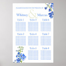 Póster Planner de Mesa de Casamento Azul Delphinium