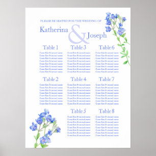 Póster Planner de Mesa de Casamento de Speedwell Blue 1-8
