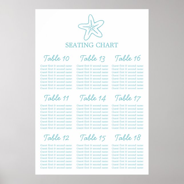 Poster Planner de Mesas Seastar Casamento 10-18 (Frente)