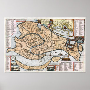 Póster Plano 1695 da cidade de Veneza