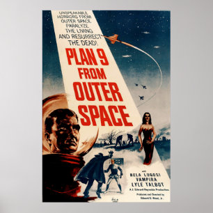 Poster Plano 9 do Espaço Exterior - Vintagem de Filme Sci