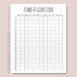 Poster Plano Anual de Calendário Script Planificador de M