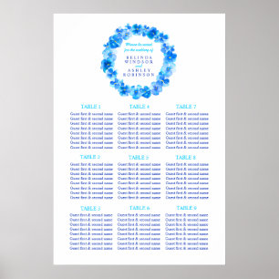 Póster Plano azul da mesa do assento do casamento da