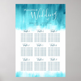 Poster Plano azul de mesa abstrato azul de Casamento aqua