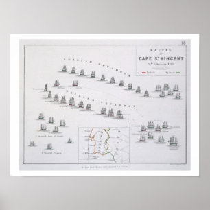 Póster Plano da batalha de St. Vincent do cabo, 14o Febru