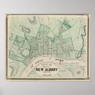 Póster Plano da cidade de Albany nova, Floyd Co, Indiana