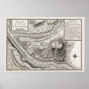 Póster Plano da cidade de Pittsburg