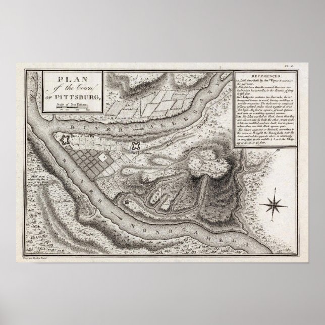 Póster Plano da Cidade de Pittsburg (Frente)