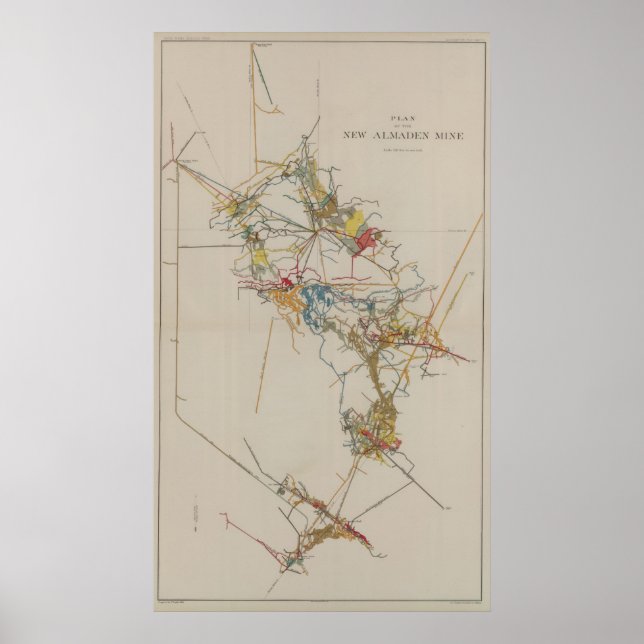 Póster Plano da mina de Nova Almaden (Frente)