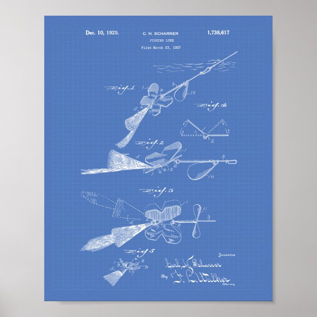 Póster Plano de arte da pesca de 1929 (Frente)