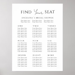 Poster Plano de assento 9 Chá de panela mesa