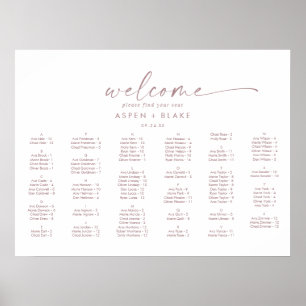 Poster Plano de Assento Alfabético Horizontal Rosa modern