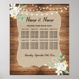 Poster Plano de Assento de Casamento Mesa Floral Branco 8