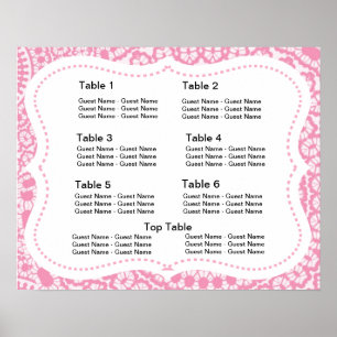 Poster Plano de assento do Damasco para Lacy Cor-de-rosa