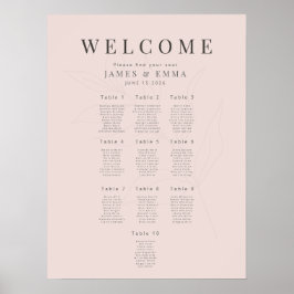 Poster Plano de Assentos Botânico Minimalista 10 Beijo Qu
