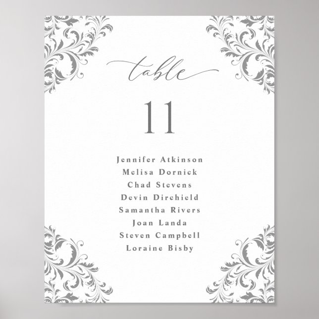 Poster Plano de Assentos de Casamento 20x25 Prata Cinza F (Frente)