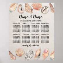 Plano de Assentos de Casamento à Mesa 8 Conchas Oc