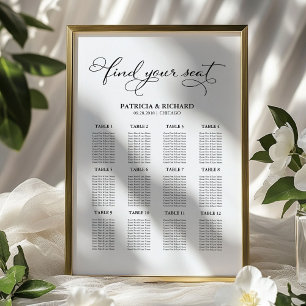 Poster Plano de Assentos de Casamento com 12 Mesas Elegan