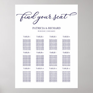 Poster Plano de Assentos de Casamento com 12 Mesas Sinal 