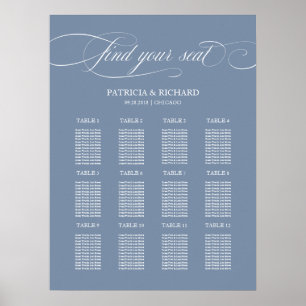 Poster Plano de Assentos de Casamento com 12 Mesas Sinal