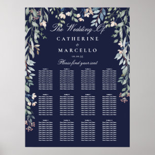 Poster Plano de Assentos de Casamento com Flores Silvestr