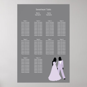 Poster Plano de Assentos de Casamento de Duas Noivas (Lil
