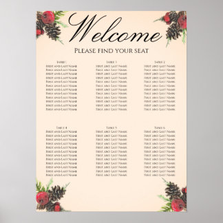 Poster Plano de Assentos de Casamento de Natal Vintage