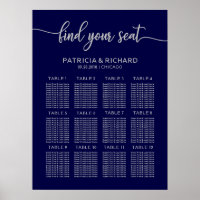 Plano de Assentos de Casamento Quadro Chic Azul Ma