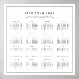 Poster Plano de assentos de mesa de casamento minimalista