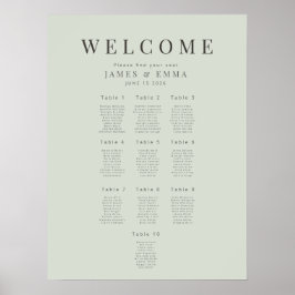 Poster Plano de Assentos Minimalista(10) Sage Pálido