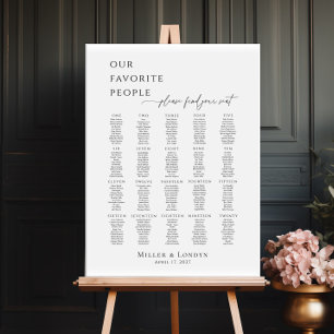 Poster Plano de assentos minimalista moderno para 20 mesa