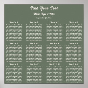 Poster Plano de Assentos Minimalista Verde Sage Terroso 1