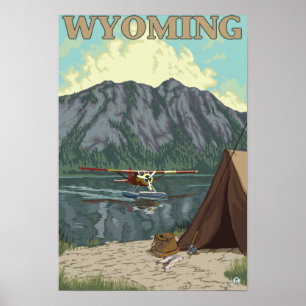 Póster Plano de Bush & pesca - Wyoming