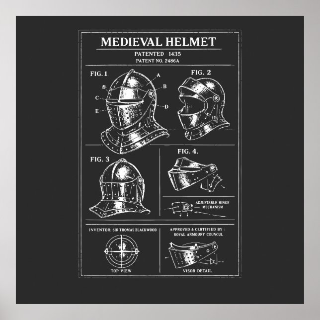Poster Plano de capacete medieval (Frente)