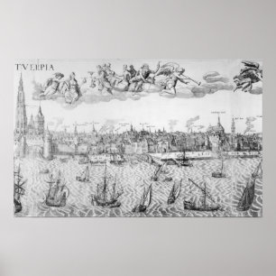 Póster Plano de cidade de Antuérpia, 1549